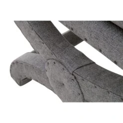 23 Inch Fabric Upholstered Ottoman, Plush Cushioned, Curved X Frame, Gray-Benzara -Olsberg shop a0fc62bc7eef43d787159912538b41cc