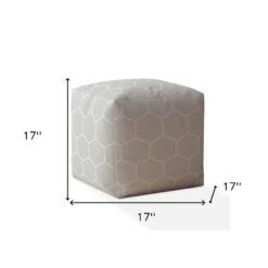 Homezia 17" Grey Cotton Geometric Pouf Ottoman 9 Homezia 17" Grey Cotton Geometric Pouf Ottoman -Olsberg shop a1c5f0f2431b4a51ba264aac0f452ddc