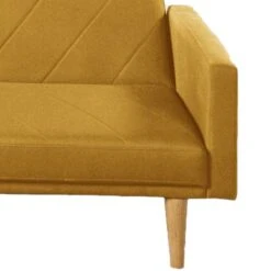 Fabric Adjustable Sofa With Chevron Pattern And Splayed Legs, Yellow -Olsberg shop a3c5c61347bc41f683b0a06b10329040