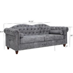 Classic Traditional Living Room Upholstered Sofa With High-tech Fabric Surface/ Chesterfield Tufted Fabric Sofa Couch, Large-Grey 12 Classic Traditional Living Room Upholstered Sofa With High-tech Fabric Surface/ Chesterfield Tufted Fabric Sofa Couch, Large-Grey -Olsberg shop a49f88bcf04748a3a425e2aa2770cdae