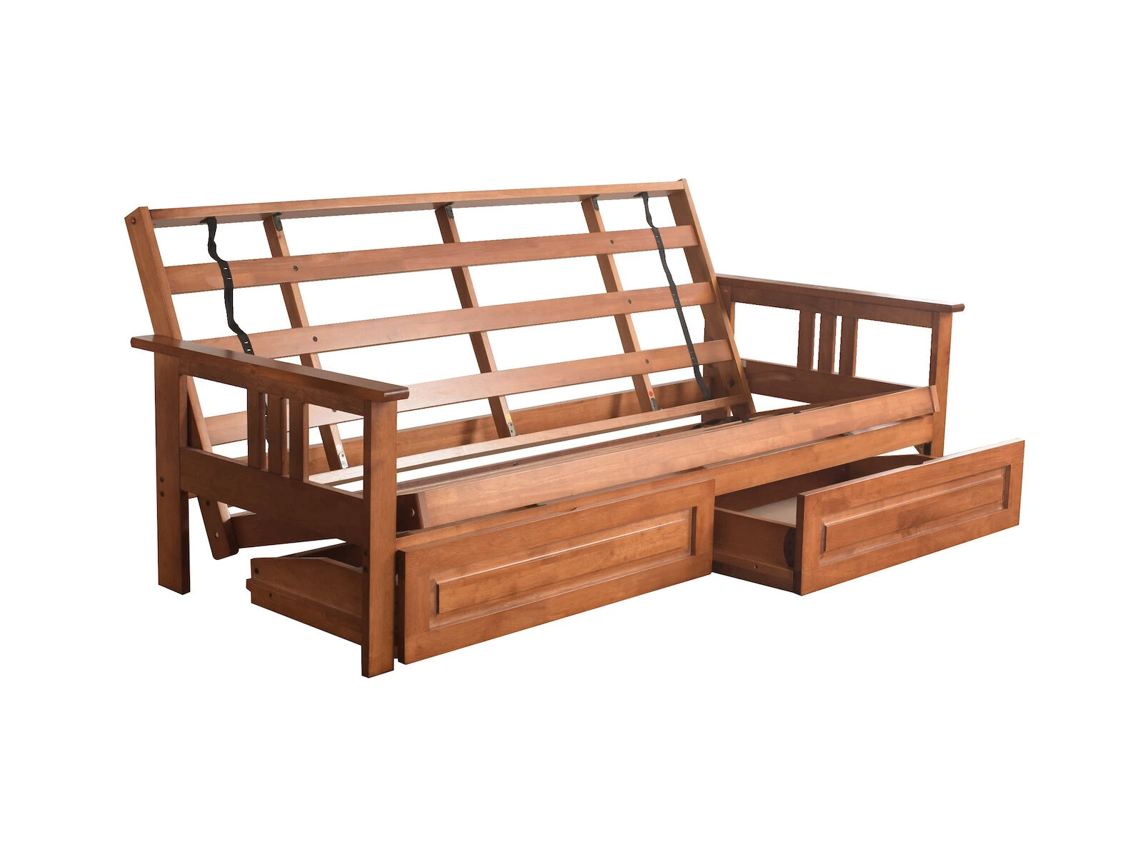 Monterey Futon With Storage Drawers In Barbados Finish With Linen Charcoal Mattress 6 Monterey Futon With Storage Drawers In Barbados Finish With Linen Charcoal Mattress - Image 4