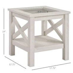 Farmhouse End Table, Sofa Side Table With Tempered Glass Top, Coffee Table With Underneath Storage Shelf For Living Room, Bedroom, White Oak 10 Farmhouse End Table, Sofa Side Table With Tempered Glass Top, Coffee Table With Underneath Storage Shelf For Living Room, Bedroom, White Oak -Olsberg shop a65c937da77b43eaba5e1394afbf5c53