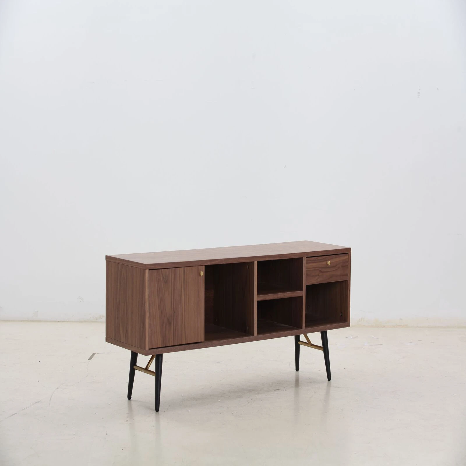 Mid Century Modern Low Profile Media Console TV Stand Walnut Stylish And Functional Sleek Design With Ample Storage Space 6 Mid Century Modern Low Profile Media Console TV Stand Walnut Stylish And Functional Sleek Design With Ample Storage Space - Image 4