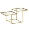 Gold Side Table Small Coffee Table Glass Coffee Table With Double Tabletops, Tempered Glass And Metal Framework For Living Room, Gold/Clear 2 Gold Side Table Small Coffee Table Glass Coffee Table With Double Tabletops, Tempered Glass And Metal Framework For Living Room, Gold/Clear -Olsberg shop a8017e1fd8cf437ab9a567be59919afa