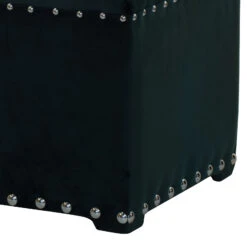 19, 16 Inch Square Ottoman, Luxurious Velvet Upholstery, Set Of 2, Dark Green-Benzara -Olsberg shop a823231c4b5a40b798a801dd812e70e6