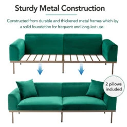 Modern Velvet Sofa With Metal Legs, Loveseat Sofa Couch With Two Pillows For Living Room And Bedroom, Green 16 Modern Velvet Sofa With Metal Legs, Loveseat Sofa Couch With Two Pillows For Living Room And Bedroom, Green -Olsberg shop a8474738447b41a58b16d5e0c0893493