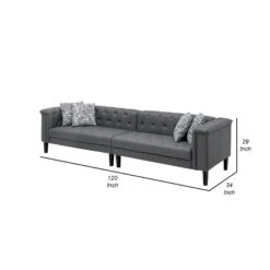 Ella 120 Inch 4 Seater Sofa, Deep Button Tufted, Gray Vegan Faux Leather-Benzara 11 Ella 120 Inch 4 Seater Sofa, Deep Button Tufted, Gray Vegan Faux Leather-Benzara -Olsberg shop aad4af77c6d14a05b3c6613fe140fb1f