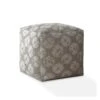 Homezia 17" Grey Canvas Floral Pouf Ottoman 2 Homezia 17" Grey Canvas Floral Pouf Ottoman -Olsberg shop abc41414334446699bb08d83a228c77d