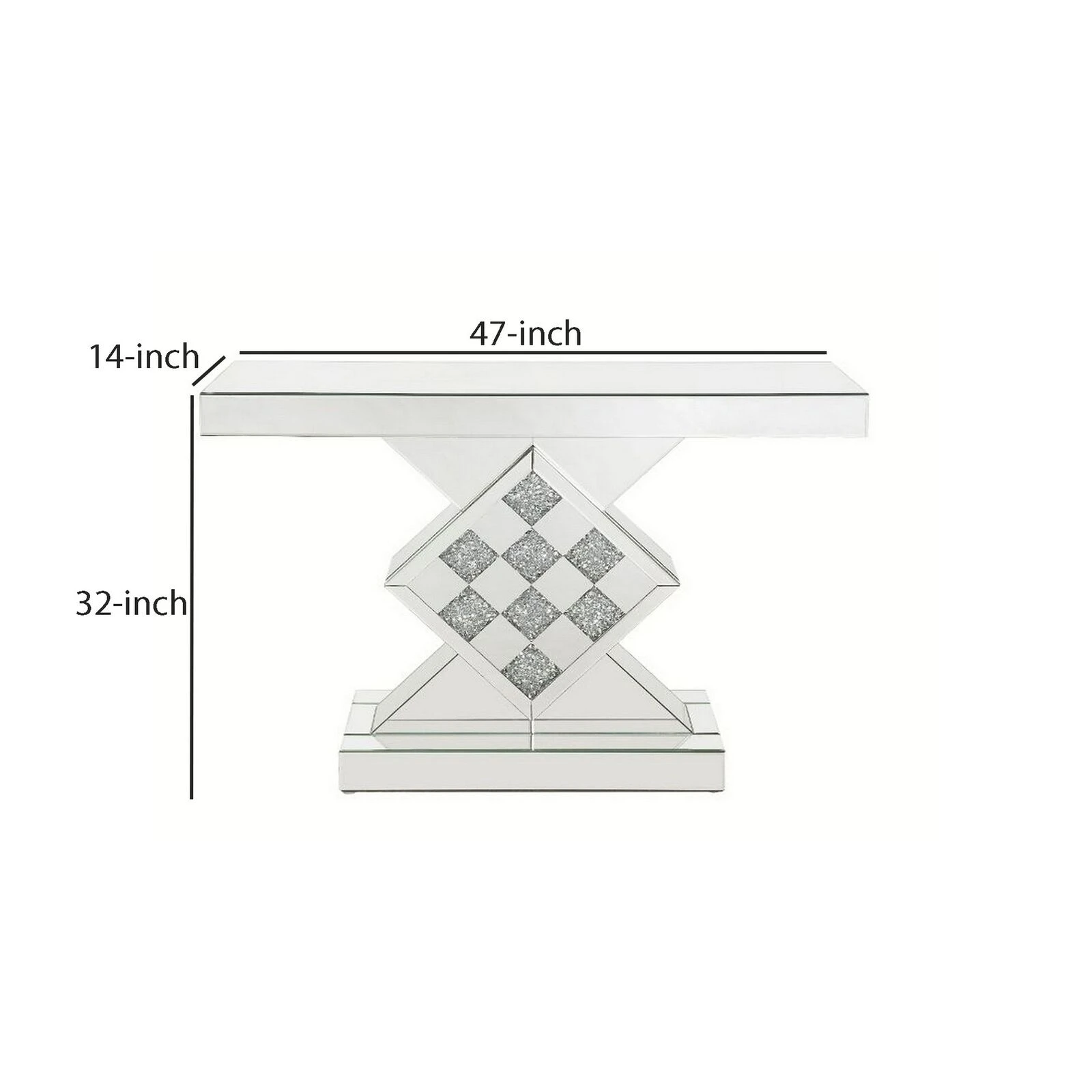 Console Table With Mirror Frame And Pedestal Base, Silver-Benzara 7 Console Table With Mirror Frame And Pedestal Base, Silver-Benzara - Image 5