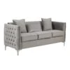 Joel 73 Inch Modern Sofa With 3 Pillows, Tufted Gray Velvet, Silver Legs-Benzara 1 Joel 73 Inch Modern Sofa With 3 Pillows, Tufted Gray Velvet, Silver Legs-Benzara -Olsberg shop ae186f80b8e44f7cbb6401f6b34e8932