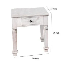 Transitional Style Wooden End Table With 1 Drawer Storage, White- Benzara 11 Transitional Style Wooden End Table With 1 Drawer Storage, White- Benzara -Olsberg shop aec3e2ae8f4345cda4e077b6f6273d33