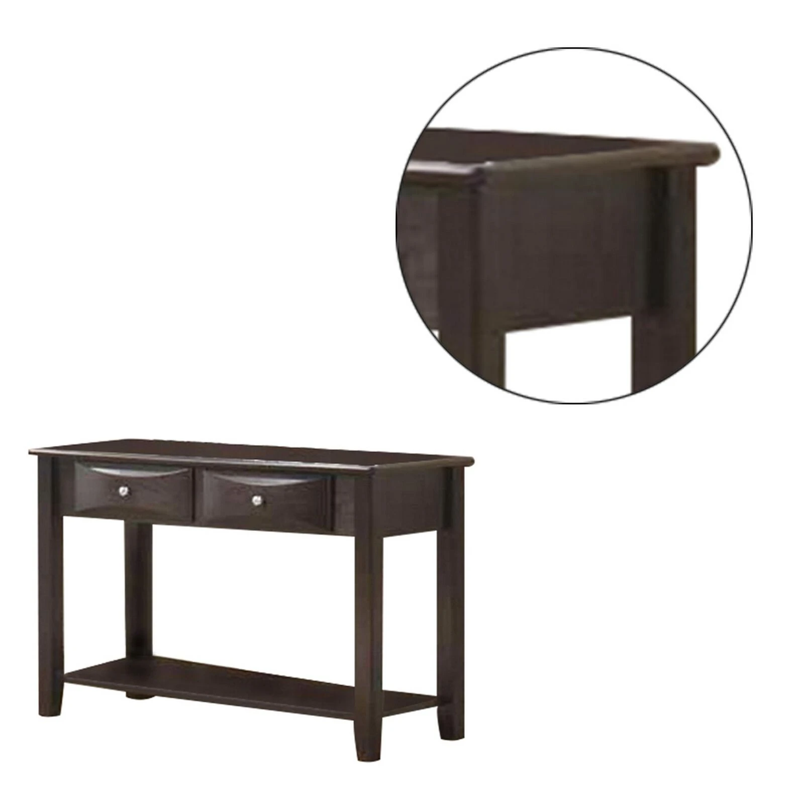 Wooden Console Table With 2 Spacious Drawers, Brown-Benzara 6 Wooden Console Table With 2 Spacious Drawers, Brown-Benzara - Image 4