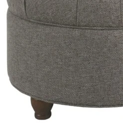 Fabric Upholstered Wooden Ottoman With Tufted Lift Off Lid Storage, Dark Gray-Benzara -Olsberg shop b0224a3c9df4481bac1c43bc996cba5d