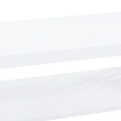 Contemporary Wooden Coffee End Table With Designer Sides & Shelf, Glossy White-Benzara -Olsberg shop b160000e96c34724830e585db6e6dbb5