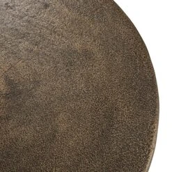 Ley 28 Inch Aluminum Side End Table, Round Top, Pedestal Base, Bronze-Benzara -Olsberg shop b1ae03cb808448c7ae6f7146ee36fcde