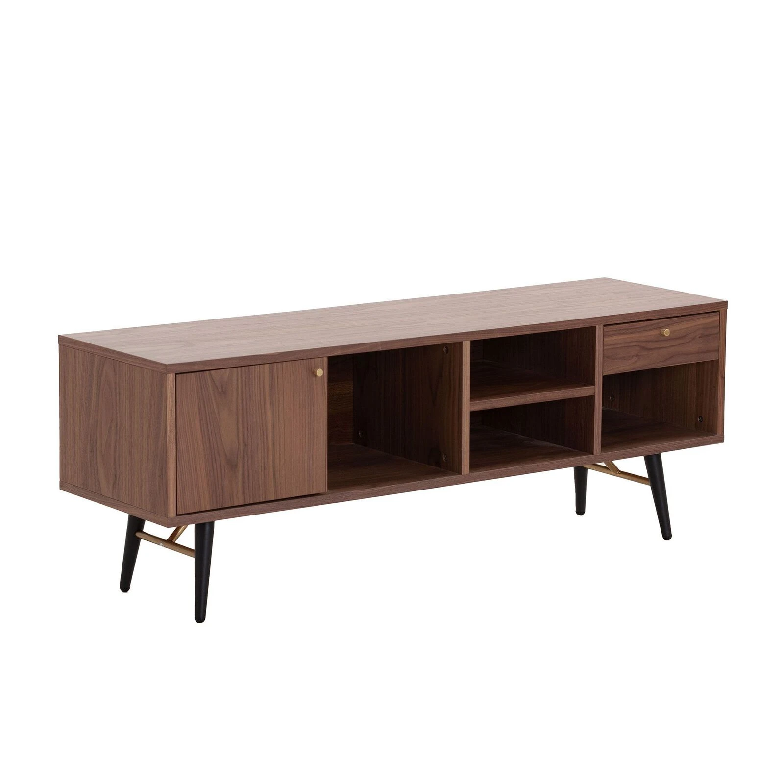 Mid Century Modern Low Profile Media Console TV Stand Walnut Stylish And Functional Sleek Design With Ample Storage Space 3 Mid Century Modern Low Profile Media Console TV Stand Walnut Stylish And Functional Sleek Design With Ample Storage Space
