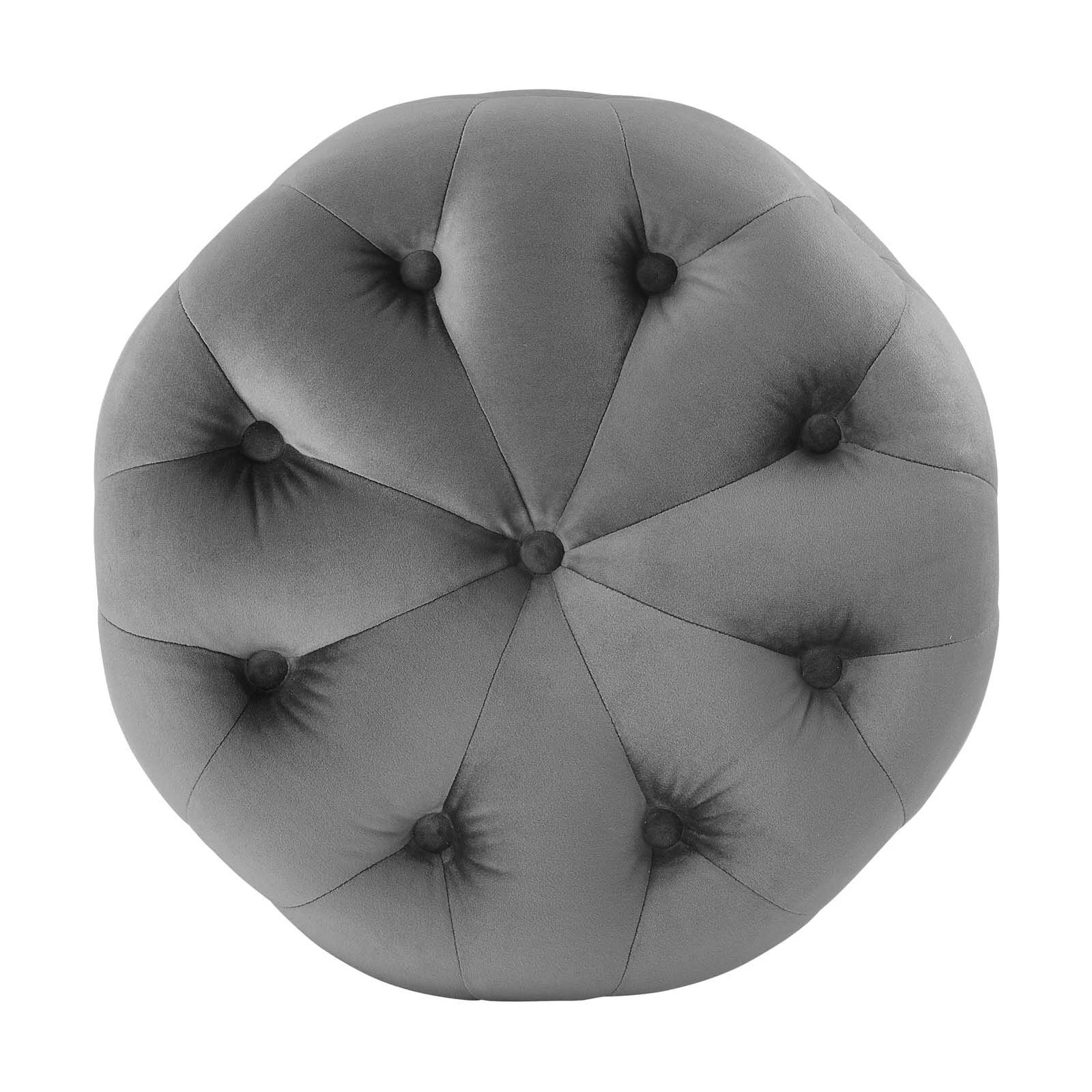 Amour Tufted Button Round Performance Velvet Ottoman 6 Amour Tufted Button Round Performance Velvet Ottoman - Image 4