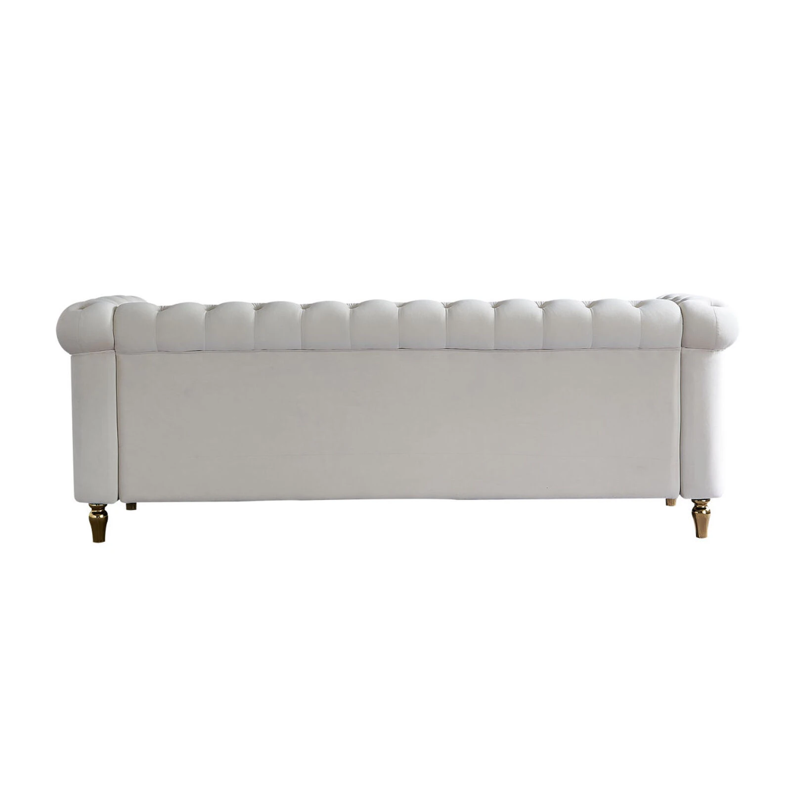 Chesterfield Velvet Sofa 84.65 Inch For Living Room Beige Color 4 Chesterfield Velvet Sofa 84.65 Inch For Living Room Beige Color - Image 2