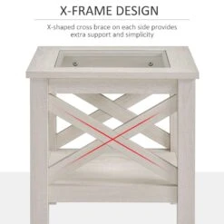 Farmhouse End Table, Sofa Side Table With Tempered Glass Top, Coffee Table With Underneath Storage Shelf For Living Room, Bedroom, White Oak 11 Farmhouse End Table, Sofa Side Table With Tempered Glass Top, Coffee Table With Underneath Storage Shelf For Living Room, Bedroom, White Oak -Olsberg shop b6541bdd04894700ba7f02fadfeffea4