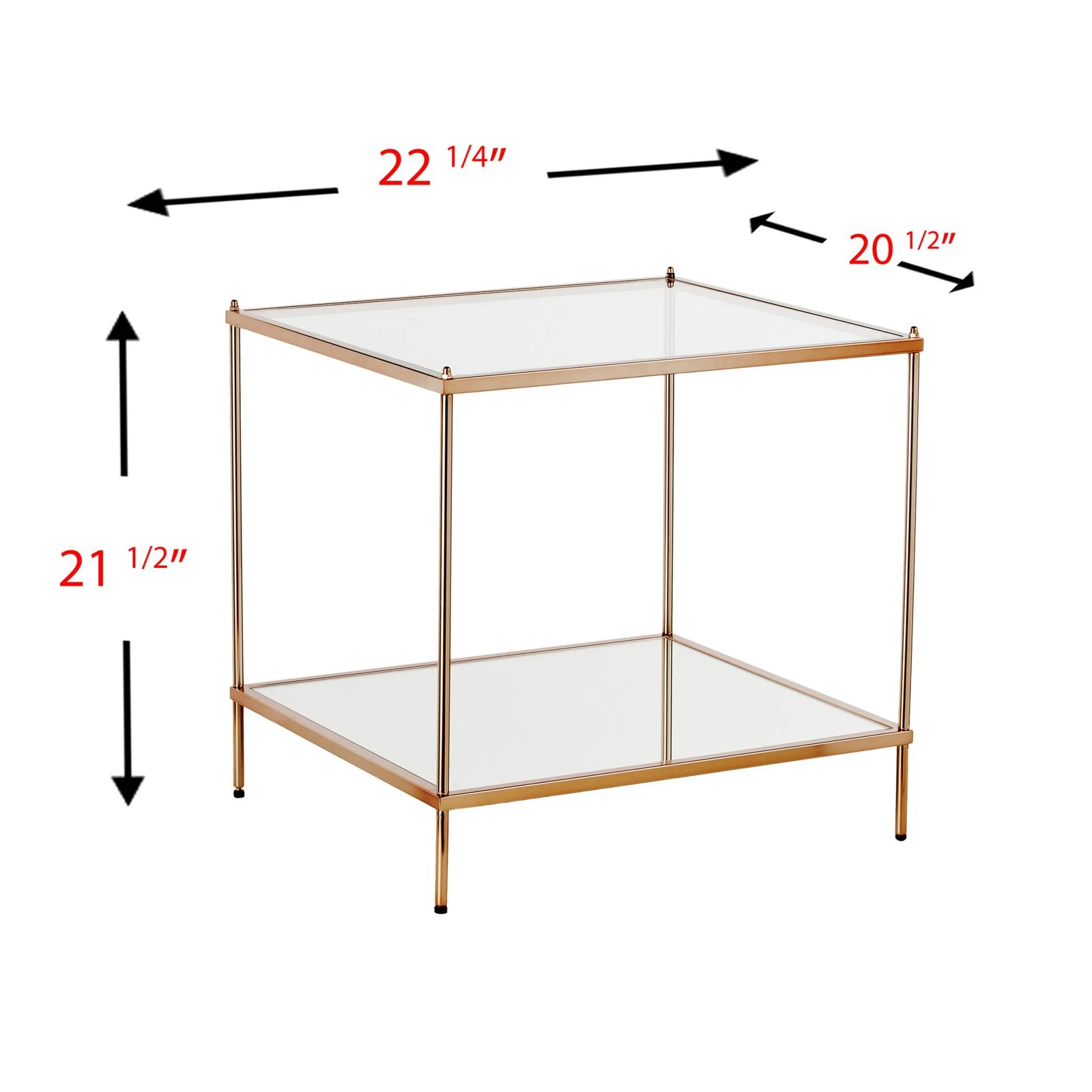 Homezia 22" Gold Glass And Iron Square Mirrored End Table 5 Homezia 22" Gold Glass And Iron Square Mirrored End Table - Image 3