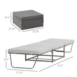 2 In 1 Sofa Bed, Convertible Guest Sleeper Bed With Thick Padded Sponge And Storage Box For Bedroom Living Room, Grey 10 2 In 1 Sofa Bed, Convertible Guest Sleeper Bed With Thick Padded Sponge And Storage Box For Bedroom Living Room, Grey -Olsberg shop b796b3a0f42e4026aadb313220d669f3