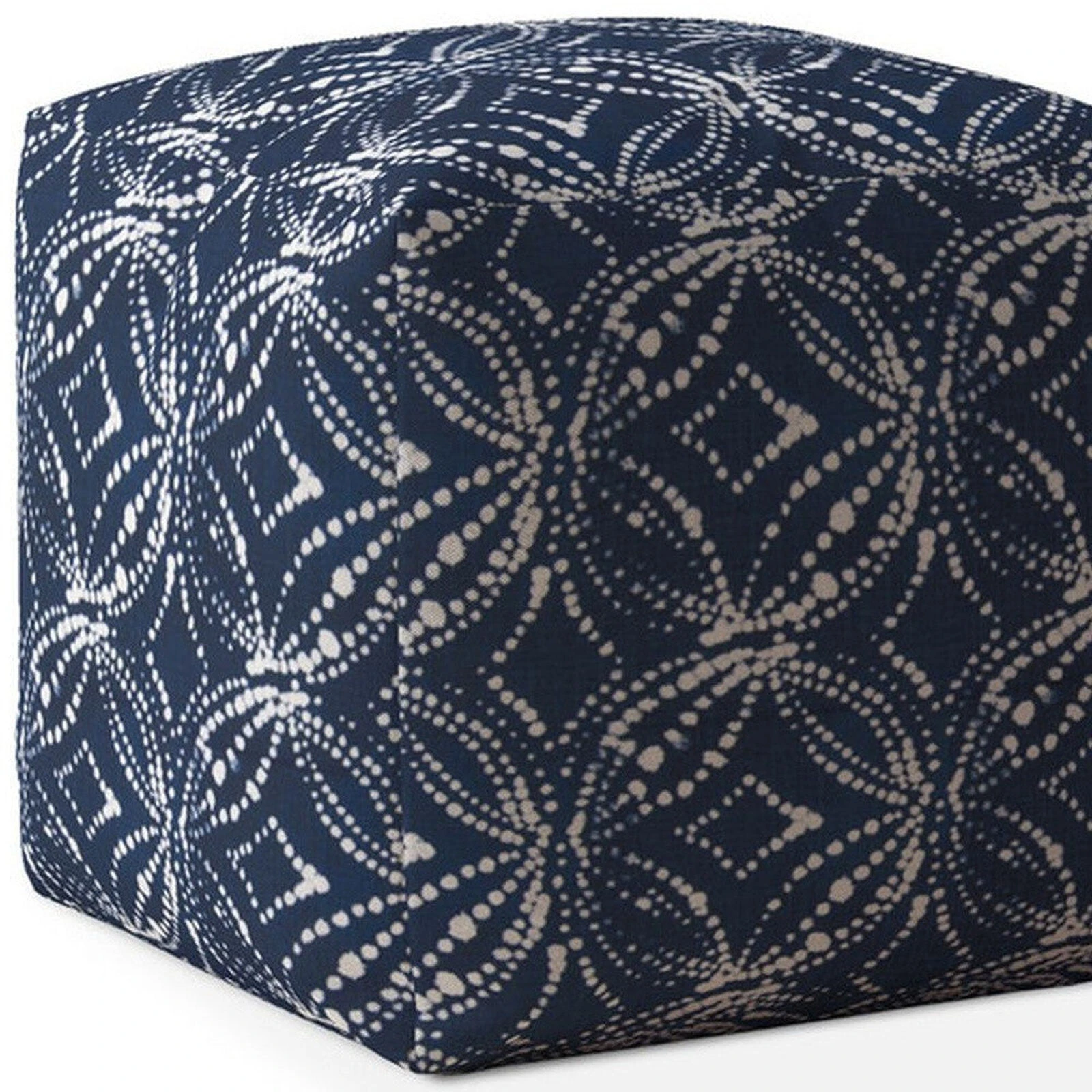 Homezia 17" Blue And White Damask Pouf Ottoman 7 Homezia 17" Blue And White Damask Pouf Ottoman - Image 5