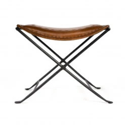 Homezia Foldable Brown Leather Stool