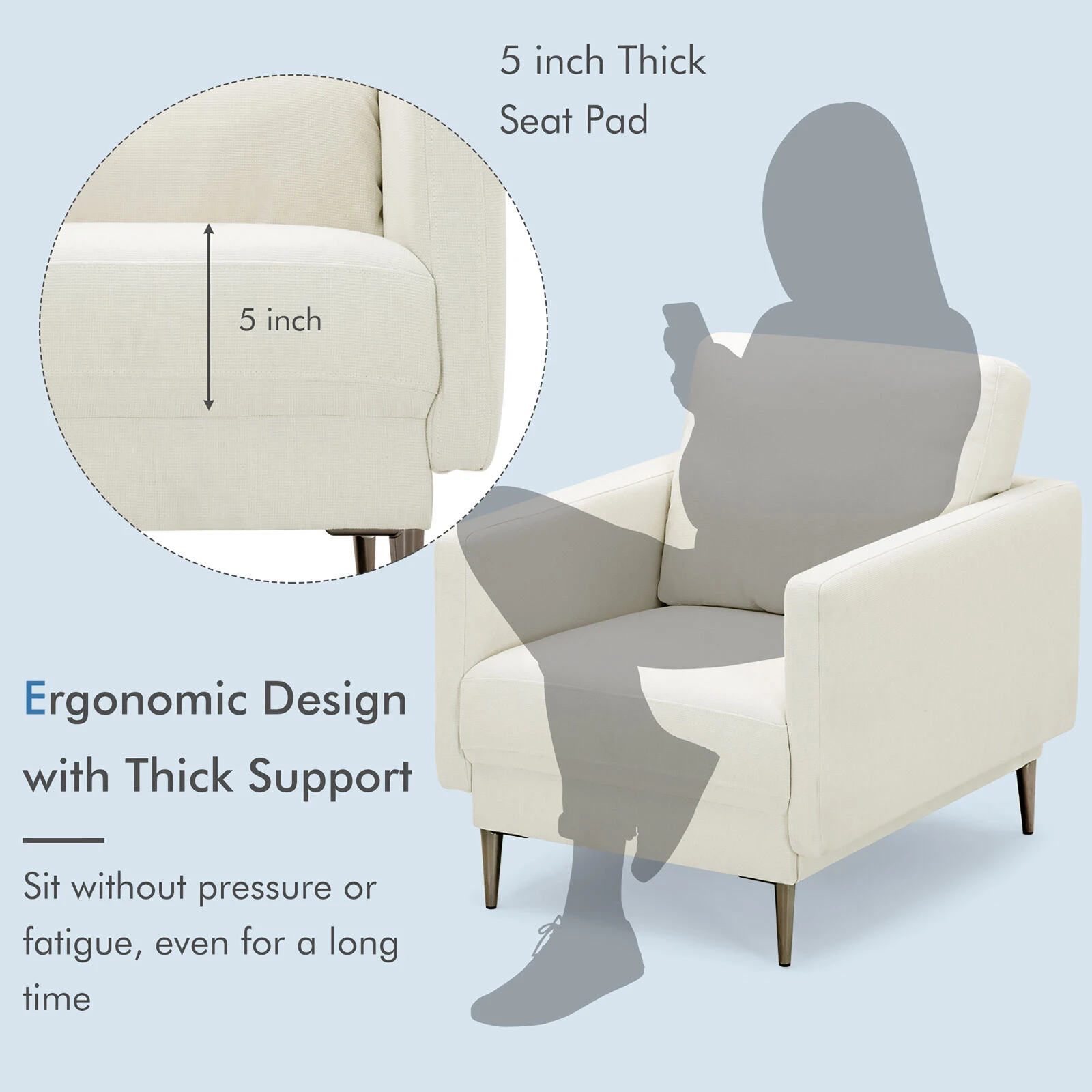 Costway Modern Upholstered Accent Chair Single Sofa Armchair Living Room Funiture 11 Costway Modern Upholstered Accent Chair Single Sofa Armchair Living Room Funiture - Image 9