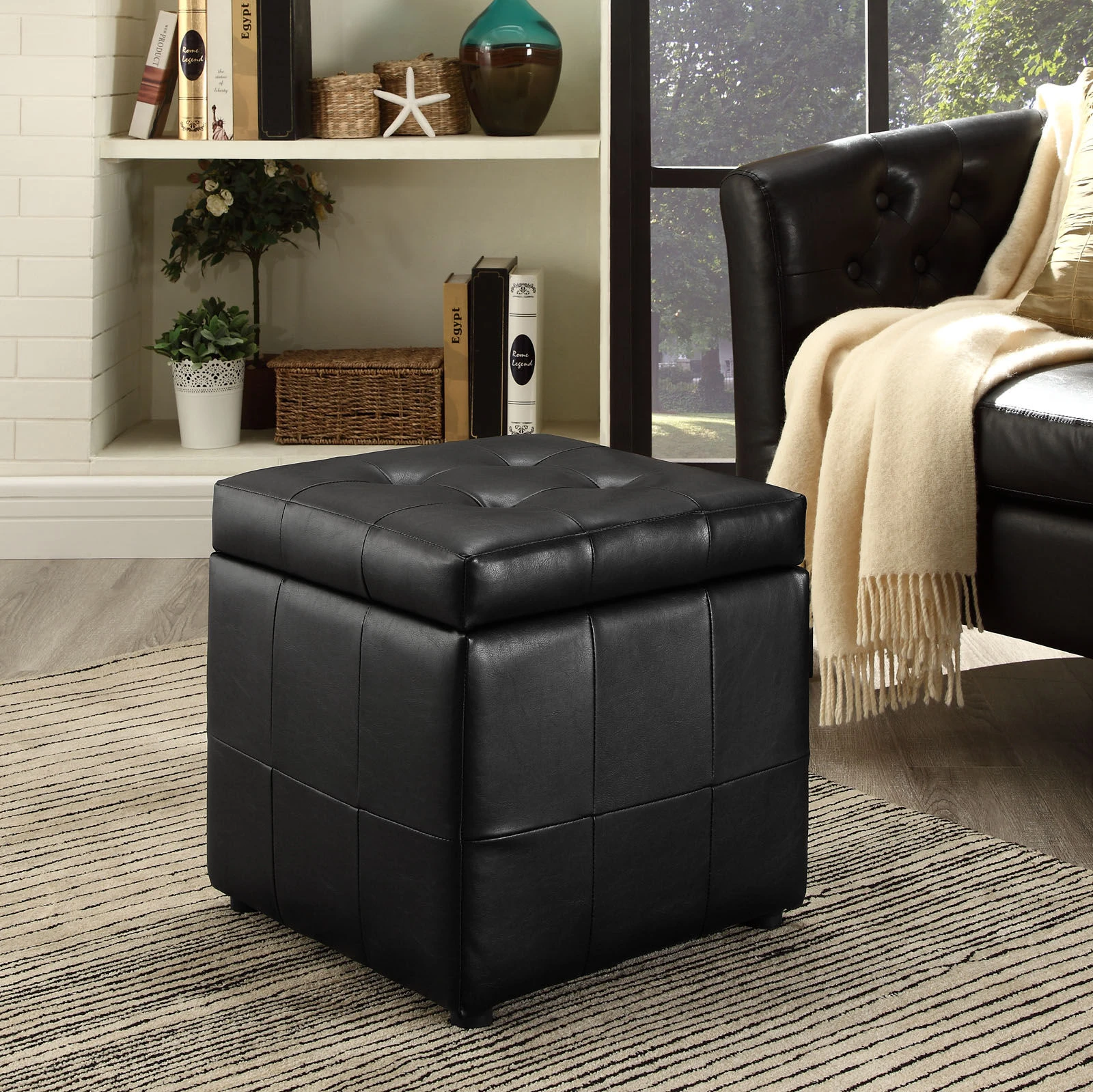 Volt Storage Upholstered Vinyl Ottoman 4 Volt Storage Upholstered Vinyl Ottoman - Image 2