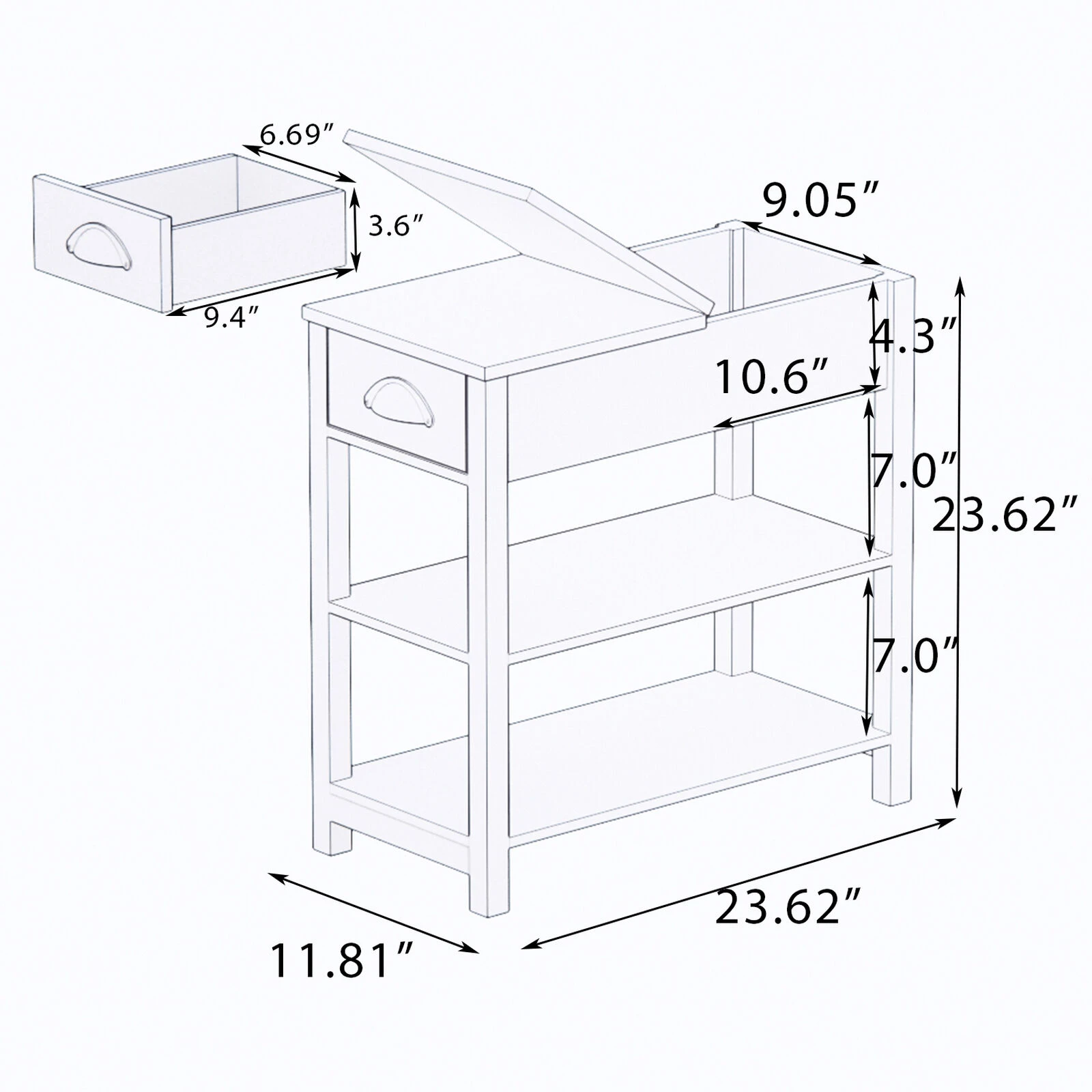Narrow Sided Table With Drawers & Bottom Partition Flip Over Design Space-Saving & Versatile Furniture Solution 7 Narrow Sided Table With Drawers & Bottom Partition Flip Over Design Space-Saving & Versatile Furniture Solution - Image 5