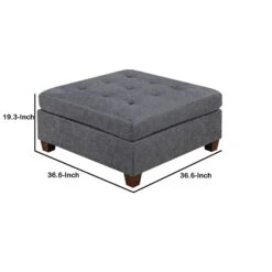Contemporary Leatherette Rectangular Tufted Ottoman, Gray-Benzara 11 Contemporary Leatherette Rectangular Tufted Ottoman, Gray-Benzara -Olsberg shop bc0fffa7c7a942e3be87f41ccdcc50f9