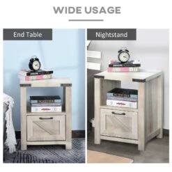 Industrial Side Table With 1 Drawer 1 Shelf Retro End Desk With Big Tabletop For Living Room Bedroom Dorm, Natural -Olsberg shop bc72c6859aae4a328fcd13a64c90c817