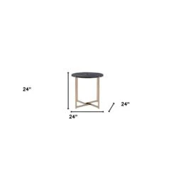 Homezia 24" Champagne And Black Manufactured Wood And Metal Round End Table 9 Homezia 24" Champagne And Black Manufactured Wood And Metal Round End Table -Olsberg shop bdc6a0638ead4f7c9b01e26239e46584