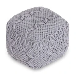 Homezia 18" Light Grey Cotton Blend Pouf Cube Ottoman -Olsberg shop be90a63b7816485c920bbfbd67c520fc
