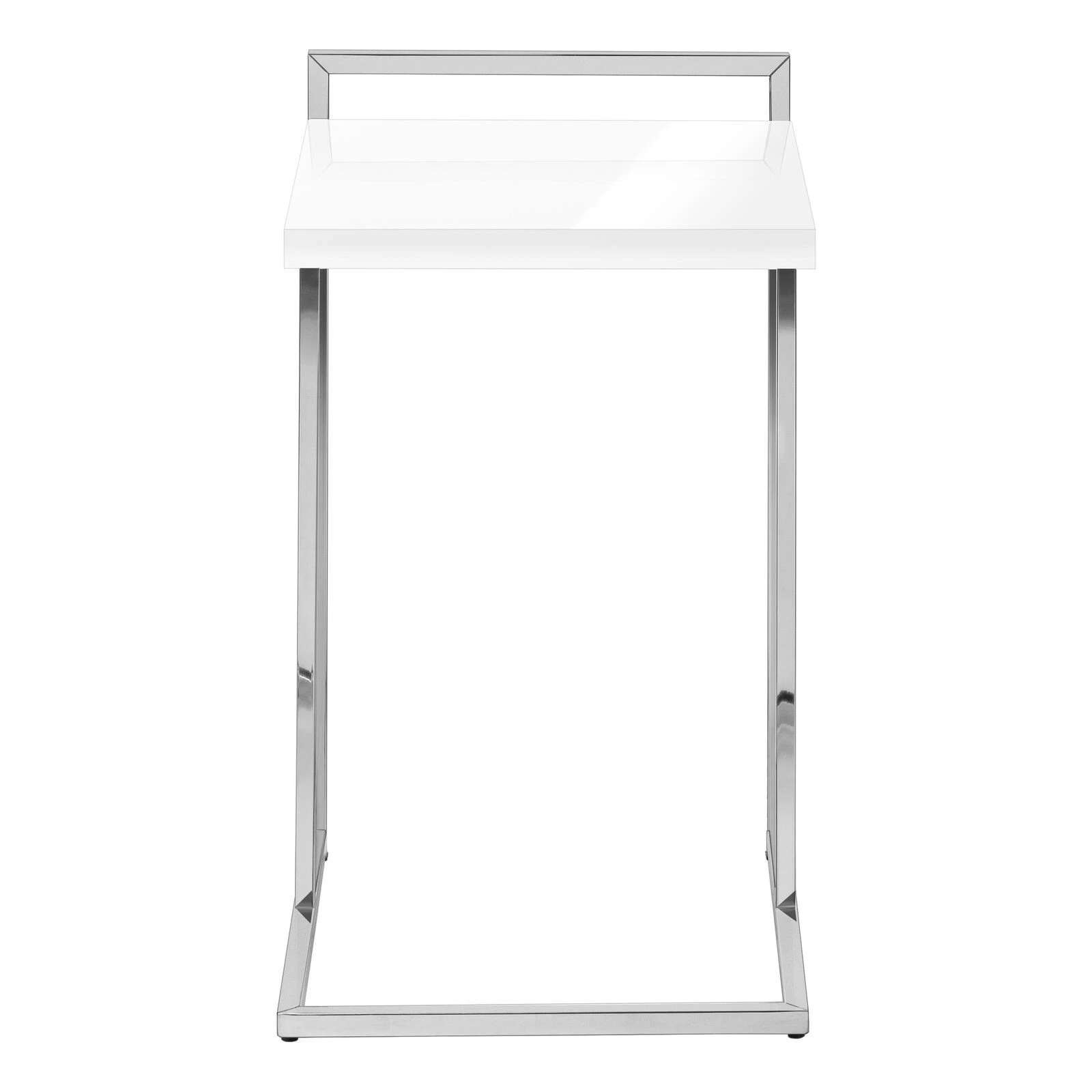 Monarch Specialties I 3636 Accent Table, C-shaped, End, Side, Snack, Living Room, Bedroom, Metal, Laminate, Glossy White, Chrome, Contemporary, Modern 7 Monarch Specialties I 3636 Accent Table, C-shaped, End, Side, Snack, Living Room, Bedroom, Metal, Laminate, Glossy White, Chrome, Contemporary, Modern - Image 5