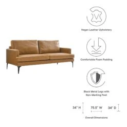 Evermore Vegan Leather Sofa Brown EEI-6049-TAN -Olsberg shop c1d5babf655a414f990a71bbd5684e40