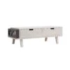 Bev 47 Inch Modern Coffee Table, 2 Drawers, 1 Side Compartment, White, Gray-Benzara 1 Bev 47 Inch Modern Coffee Table, 2 Drawers, 1 Side Compartment, White, Gray-Benzara -Olsberg shop c29a18c0584d495498e13533fee50bb1