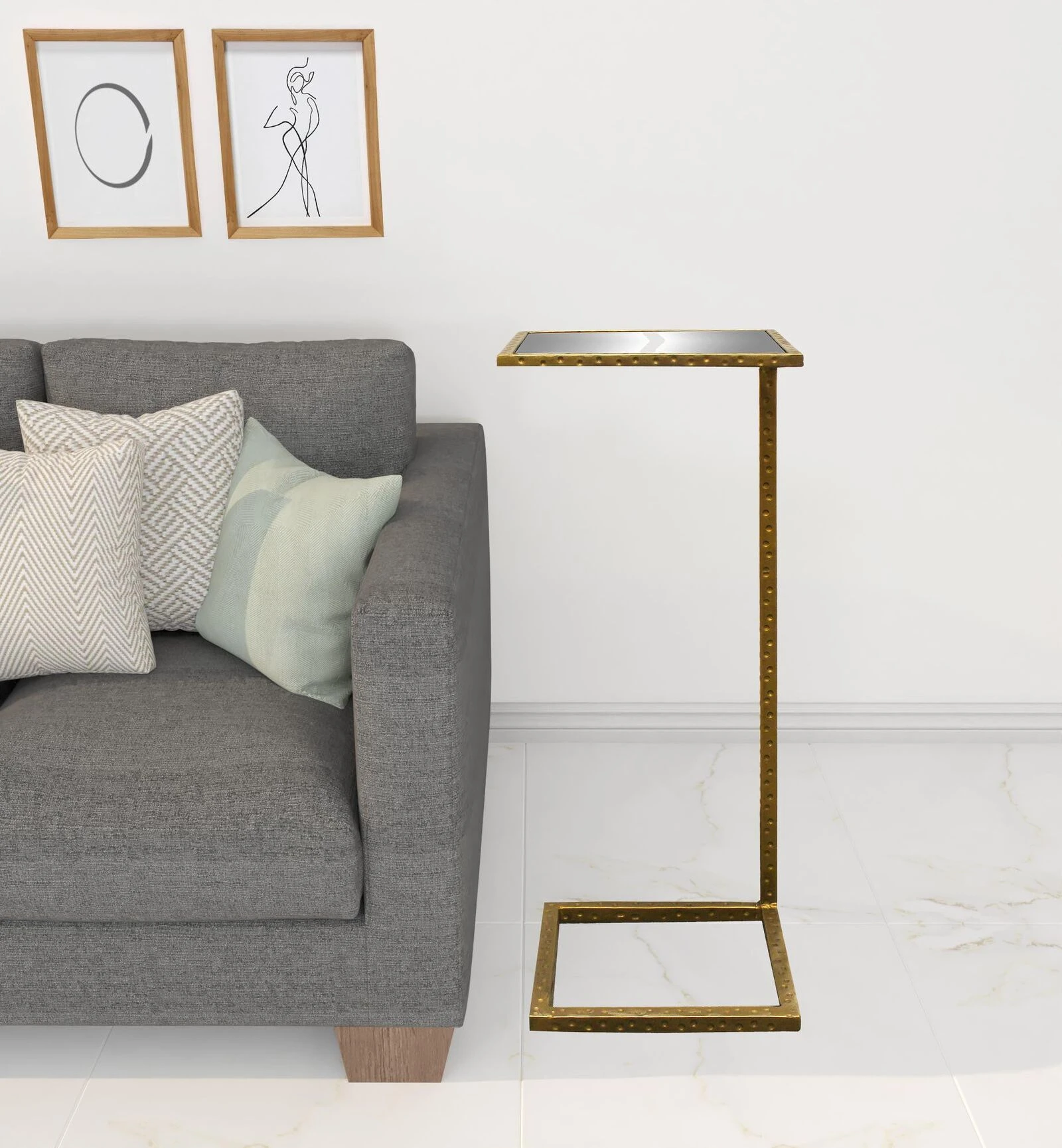 Homezia 27" Brass And Silver Mirrored And Iron Square End Table 4 Homezia 27" Brass And Silver Mirrored And Iron Square End Table - Image 2