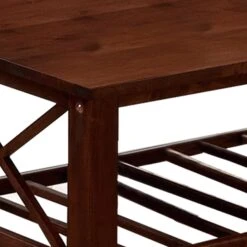 3 Piece Slatted Bottom Shelf Wooden Coffee Table And End Table, Brown-Benzara -Olsberg shop c3143db86c124be4a86623c343c559cb