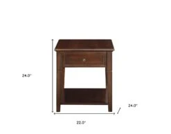 Homezia 24" Walnut Wood Rectangular End Table With Drawer And Shelf 16 Homezia 24" Walnut Wood Rectangular End Table With Drawer And Shelf -Olsberg shop c34ba70f89654db5ad12b27e07be5e01
