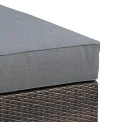 Joni 36 Inch Modern Square Outdoor Patio Ottoman, Brown Rattan-Benzara -Olsberg shop c7662cb3c25344098e566e1ee276ab9a