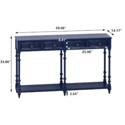 59" Retro Console Table With 2 Drawers And Bottom Shelf, For Entryway Hallway, Living Room, Painted In Blue 16 59" Retro Console Table With 2 Drawers And Bottom Shelf, For Entryway Hallway, Living Room, Painted In Blue -Olsberg shop c865d32b815d42179a98c59324b2b567