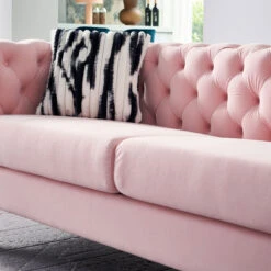 Chesterfield Modern Tufted Velvet Living Room Sofa, 84.25" W Couch, Pink 17 Chesterfield Modern Tufted Velvet Living Room Sofa, 84.25" W Couch, Pink -Olsberg shop c8db599f3f30469381926d33017f5943