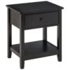 Modern Style Bedside End Table With Drawer And Storage Shelf For Bedroom, Or Living Room, Black 2 Modern Style Bedside End Table With Drawer And Storage Shelf For Bedroom, Or Living Room, Black -Olsberg shop c9a49d918a34412b9517e0915e6432ae