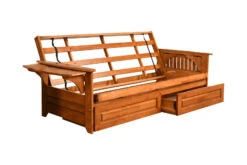 Phoenix Futon With Storage Drawers In Barbados Finish With Linen Charcoal Mattress -Olsberg shop cc6e50569fa347b9a6658619af53ed8f