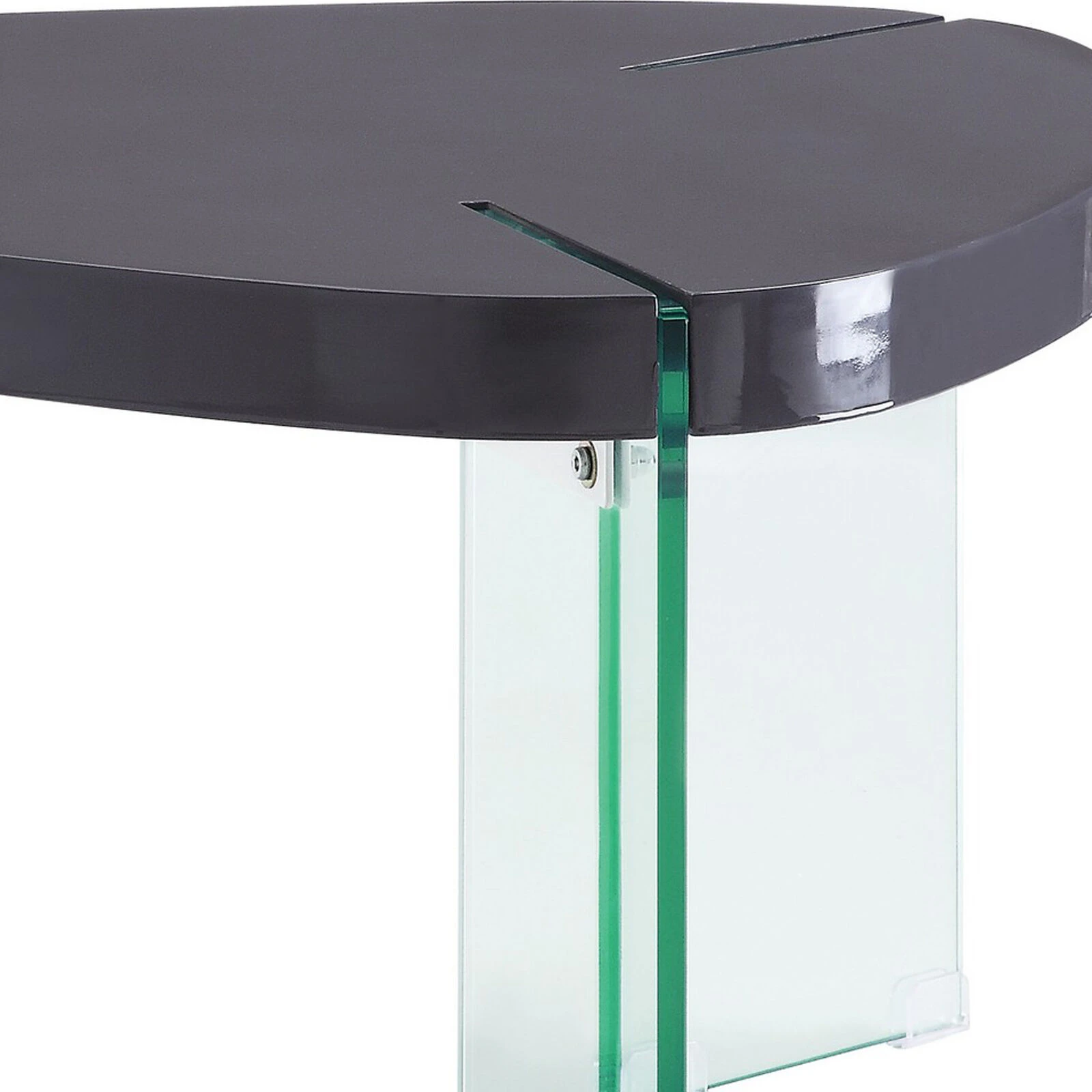 30 Inches Plectrum Top Coffee Table With Glass Legs, Gray-Benzara 5 30 Inches Plectrum Top Coffee Table With Glass Legs, Gray-Benzara - Image 3