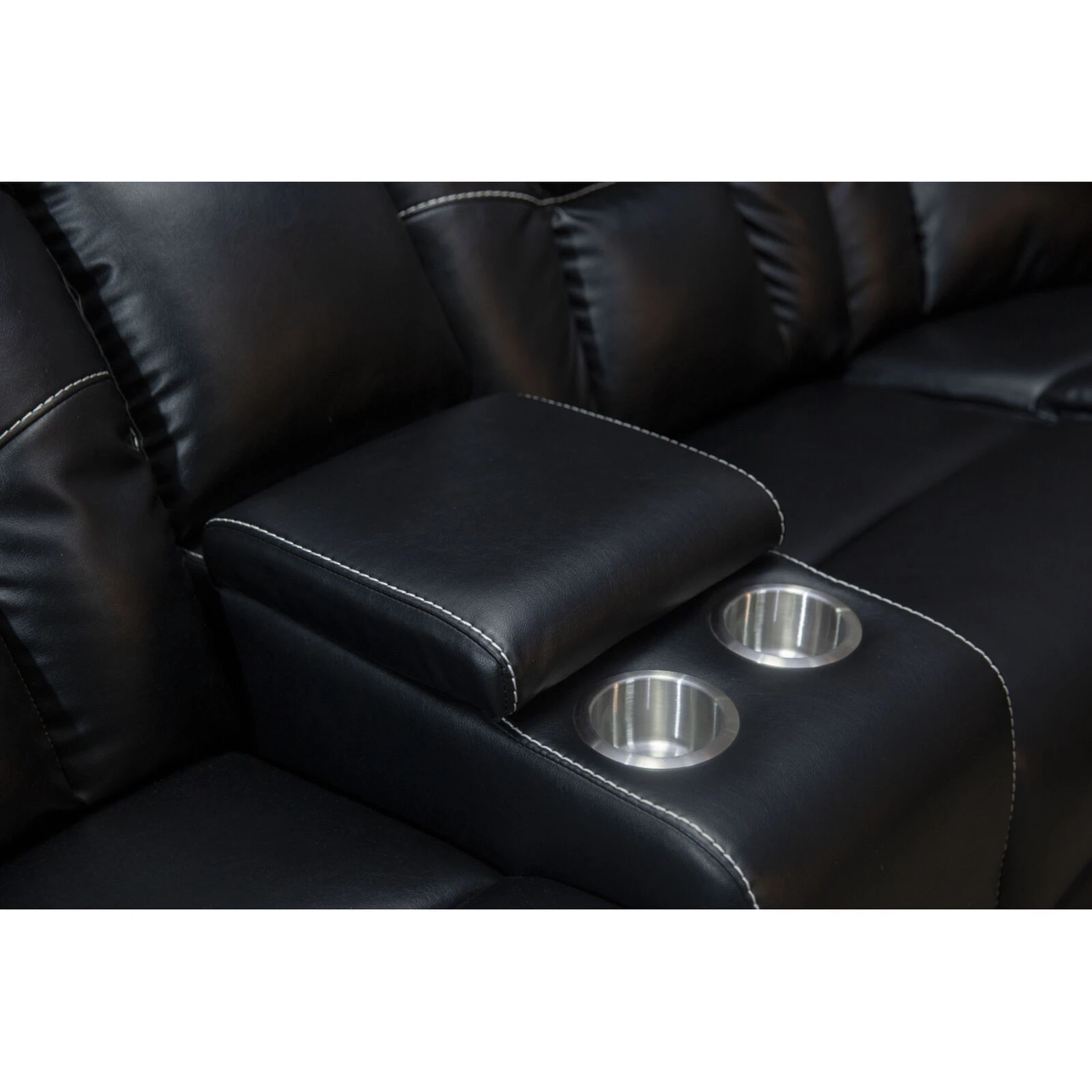 Manual Reclining Sofa Faux Leather Sofa Set Black 8 Manual Reclining Sofa Faux Leather Sofa Set Black - Image 6