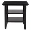 19 Inch Handcrafted Rubberwood Square Side End Table, 2 Shelves, Chamfered Legs, Black-Benzara 1 19 Inch Handcrafted Rubberwood Square Side End Table, 2 Shelves, Chamfered Legs, Black-Benzara -Olsberg shop cd17983007b44de38d7e1c1a3ba9d089