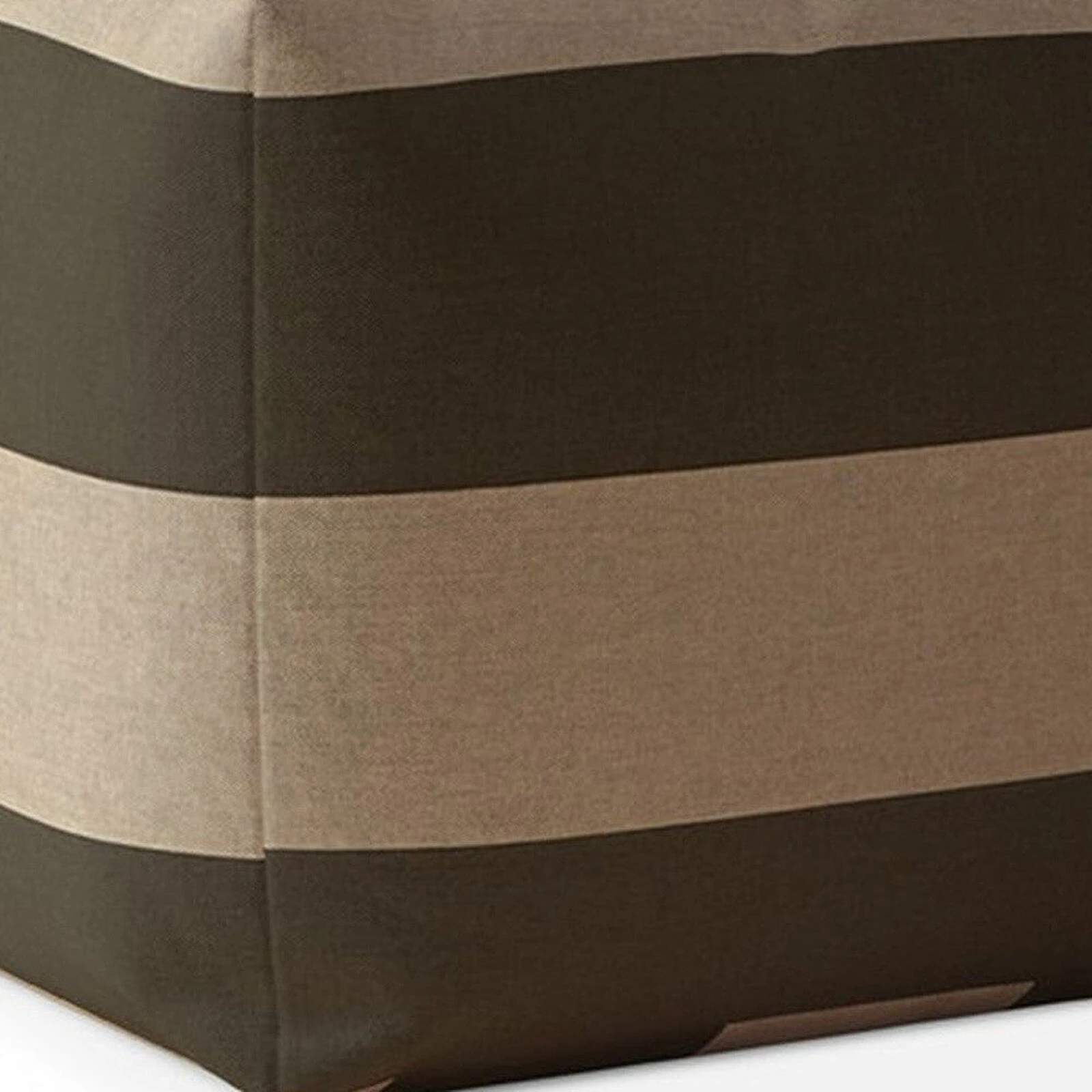 Homezia 17" Green And Beige Cotton Striped Pouf Ottoman 6 Homezia 17" Green And Beige Cotton Striped Pouf Ottoman - Image 4