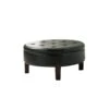 Traditional Round Tufted Storage Ottoman, Dark Brown-Benzara -Olsberg shop cebe9ac5fde04e45996b19a7c85017bf